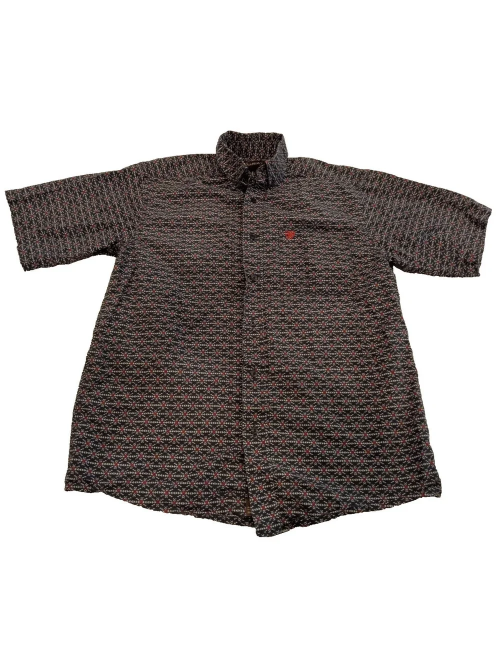 Ariat Shirt Mens Small Navy Blue Geometric Print Western Button Down S